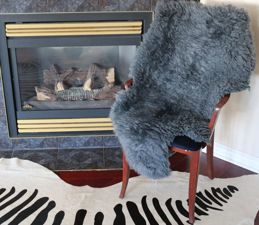300165   Tapis GRAND peau de Mouton Sheepskin BIG SIZE Collection Quebecuir Premium GREY X 1
