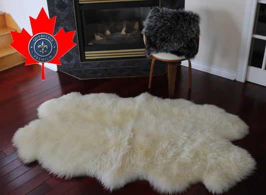 99091  Tapis GRAND peau de Mouton Sheepskin BIG SIZE Collection Quebecuir Premium  IVOIRE   X 4