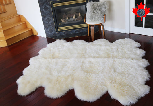 99096  Tapis GRAND peau de Mouton Sheepskin SUPER  XXXL BIG SIZE Collection Quebecuir Premium  IVOIRE IVORY X 8