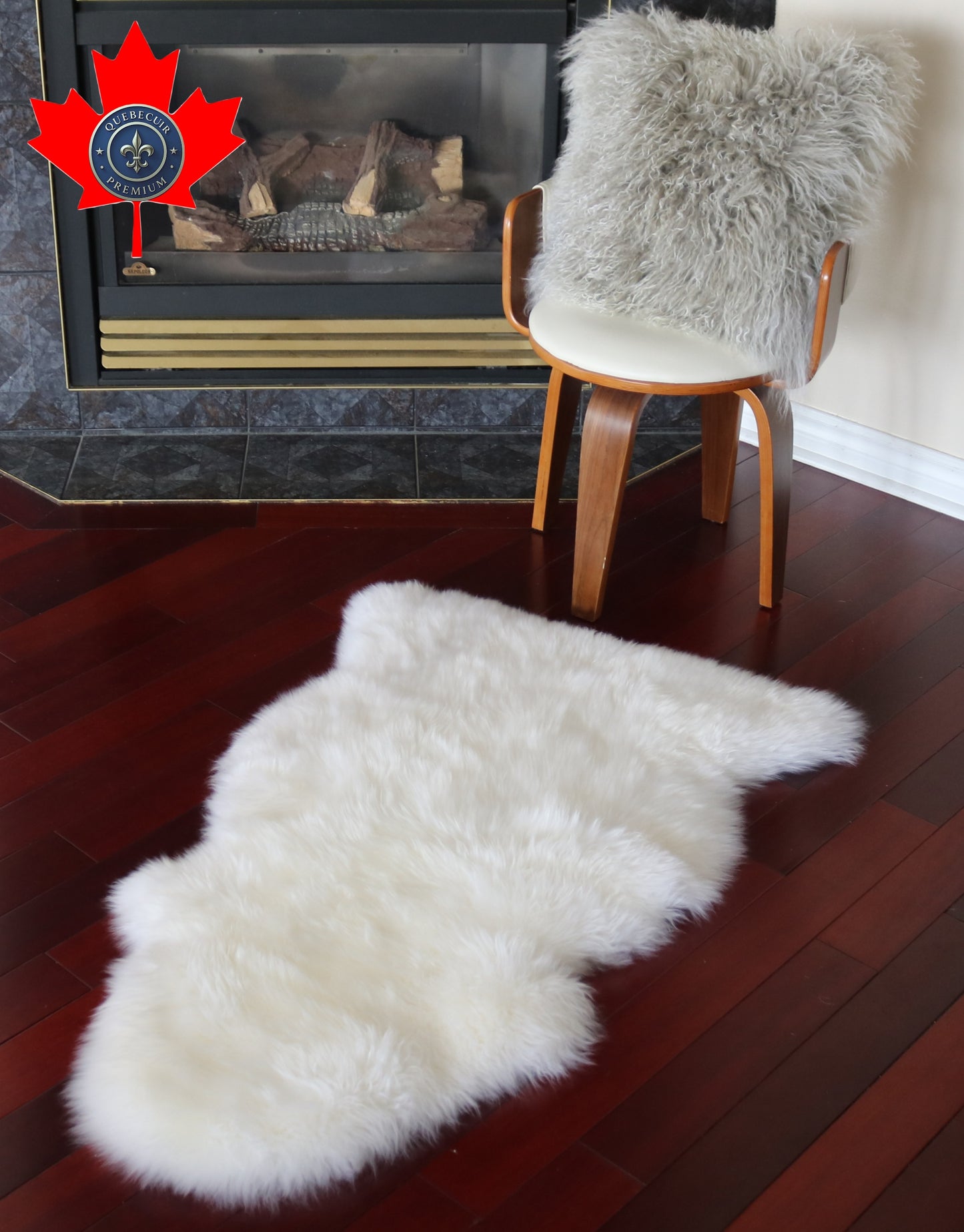 99097  Tapis GRAND peau de Mouton Sheepskin BIG SIZE Collection Quebecuir Premium IVOIRE X 1