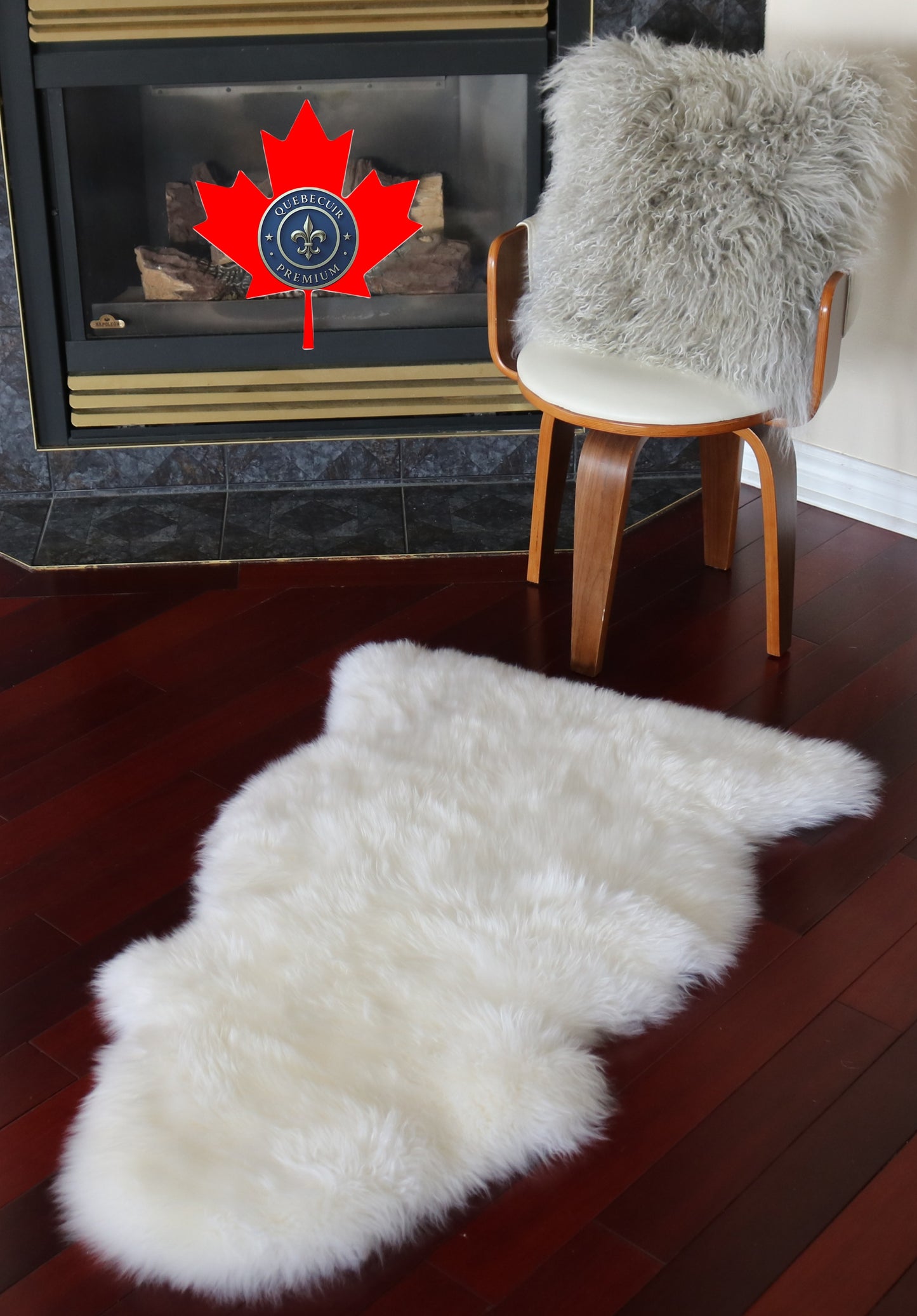 99097  Tapis GRAND peau de Mouton Sheepskin BIG SIZE Collection Quebecuir Premium IVOIRE X 1