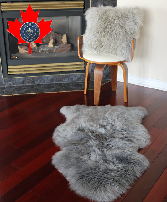 99098 Tapis GRAND peau de Mouton Sheepskin BIG SIZE Collection Quebecuir Premium GREY   X 1