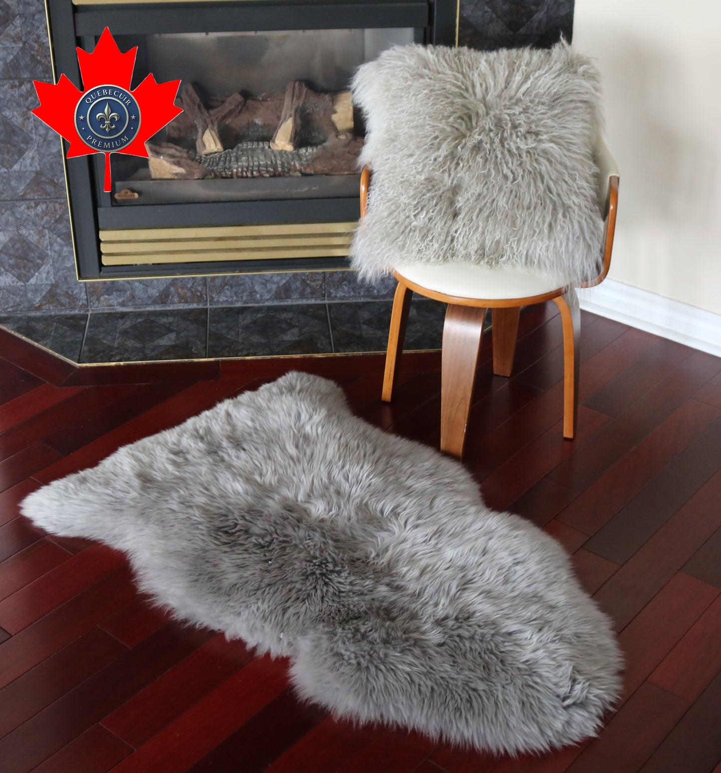 99105  Tapis GRAND peau de Mouton Sheepskin BIG SIZE Collection Quebecuir Premium GREY  X 1