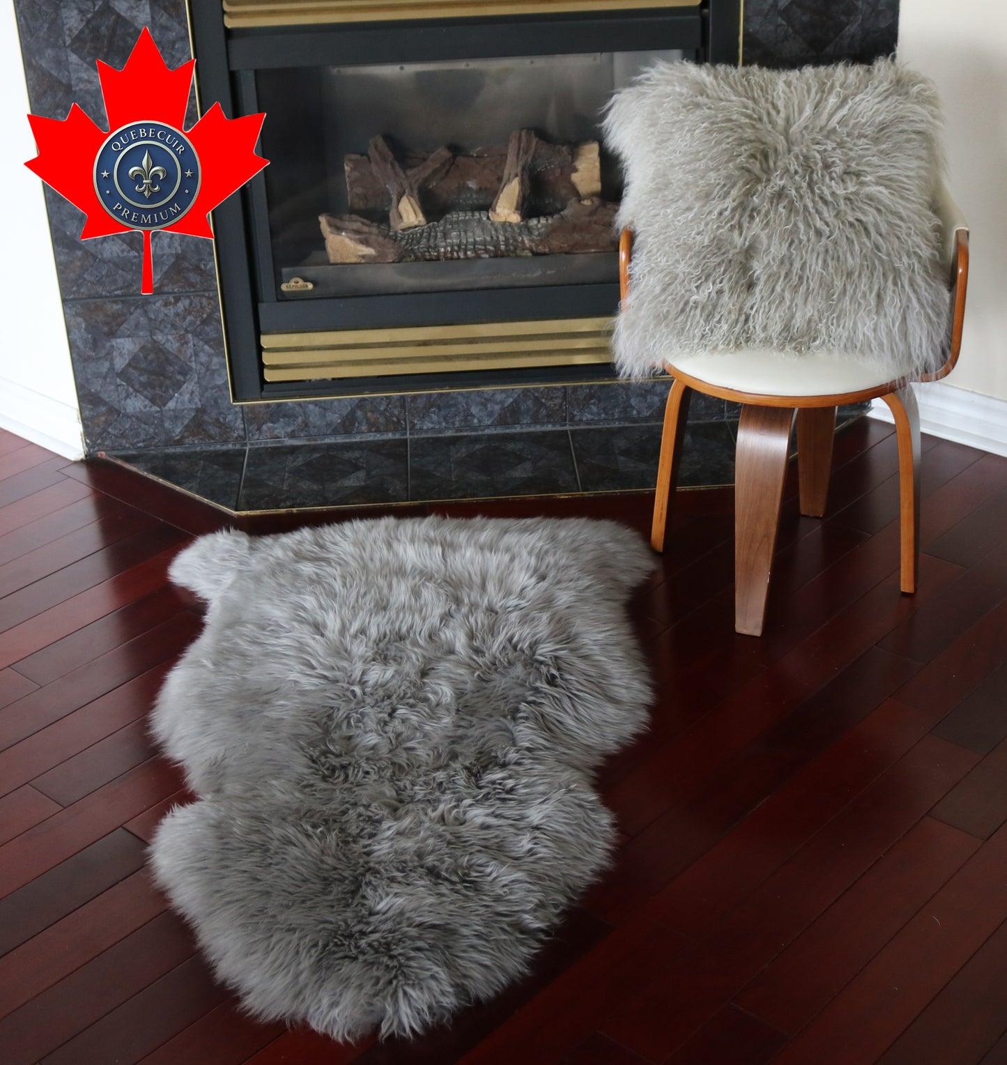 200444  Tapis GRAND peau de Mouton Sheepskin BIG SIZE Collection Quebecuir Premium GREY  X 1