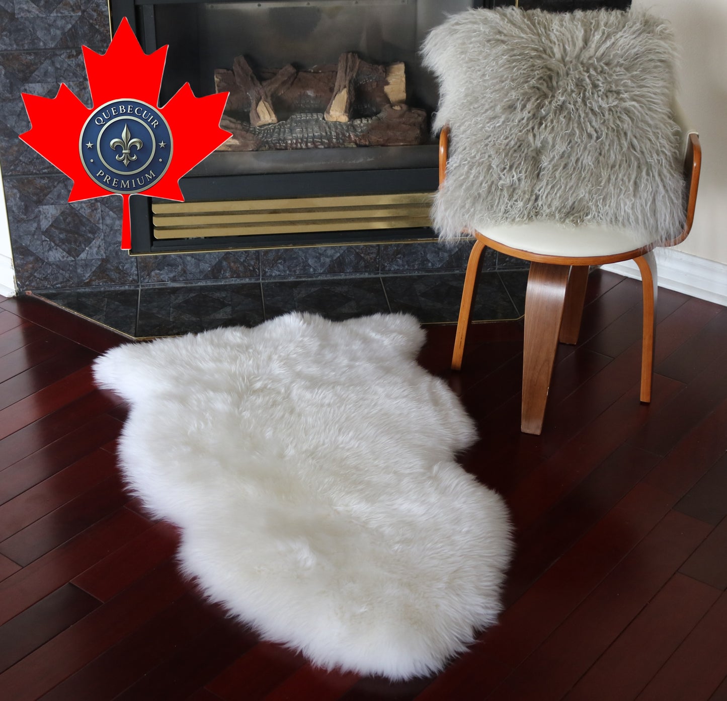 200446  Tapis GRAND peau de Mouton Sheepskin BIG SIZE Collection Quebecuir Premium IVOIRE X 1