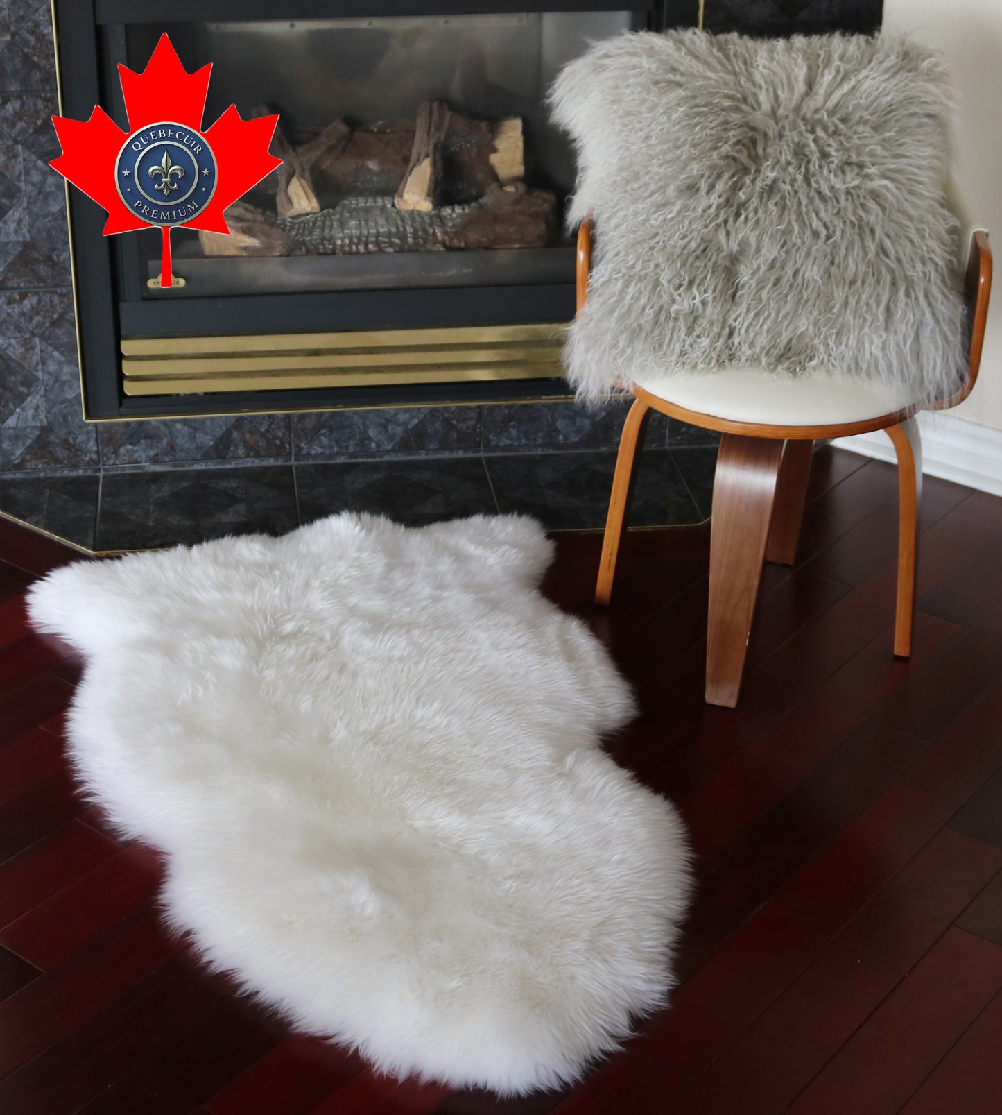 200446  Tapis GRAND peau de Mouton Sheepskin BIG SIZE Collection Quebecuir Premium IVOIRE X 1