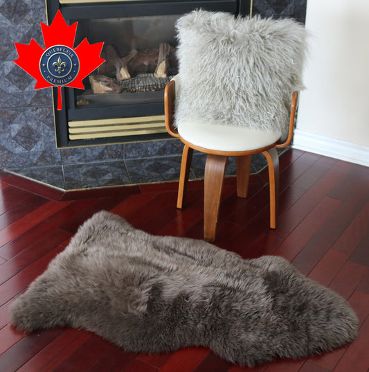 200456  Tapis GRAND peau de Mouton Sheepskin BIG SIZE Collection Quebecuir Premium BROWN  X 1