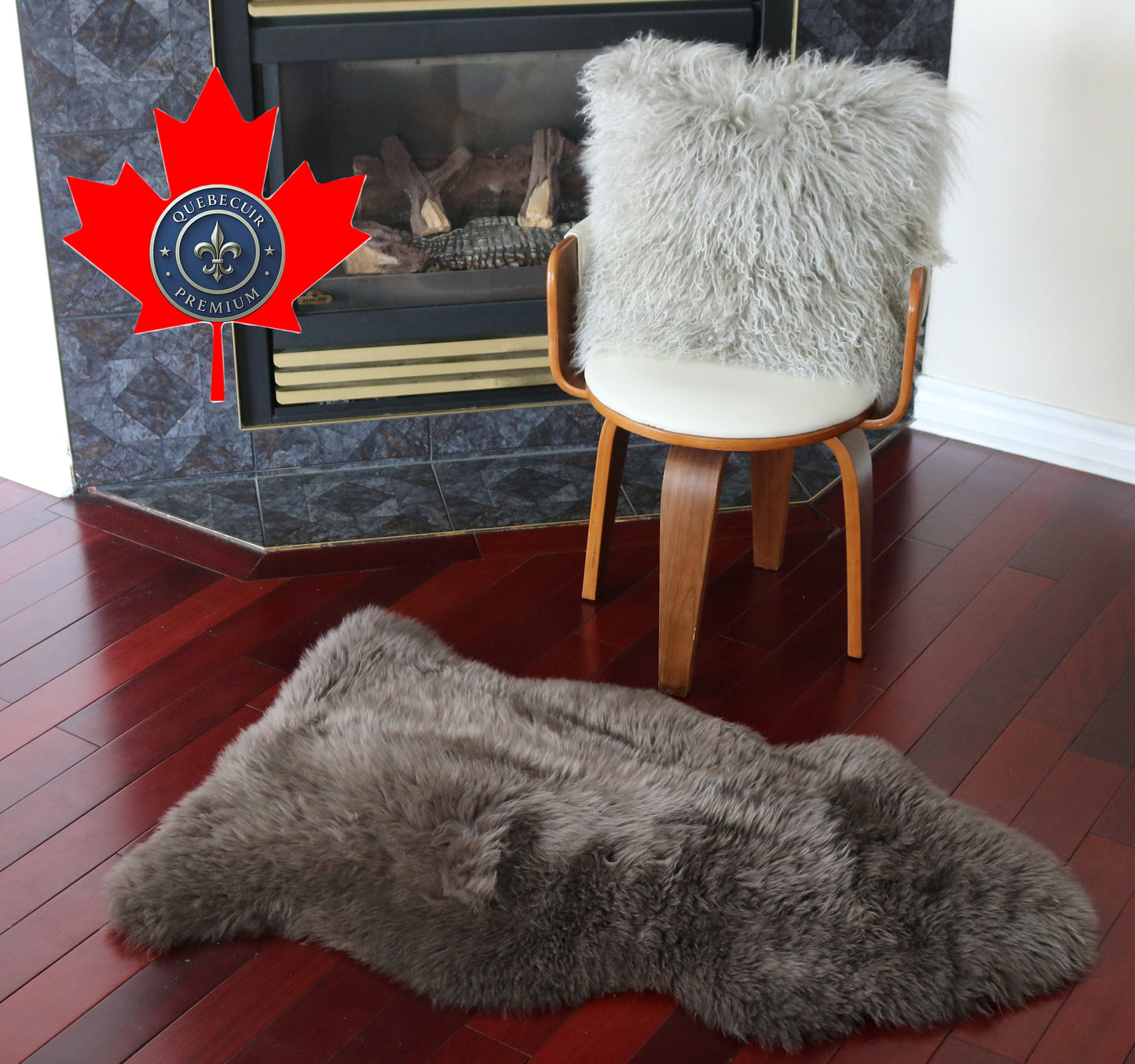 200456  Tapis GRAND peau de Mouton Sheepskin BIG SIZE Collection Quebecuir Premium BROWN  X 1