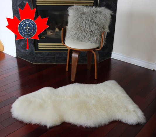 200463  Tapis GRAND peau de Mouton Sheepskin BIG SIZE Collection Quebecuir Premium IVORY  X 1