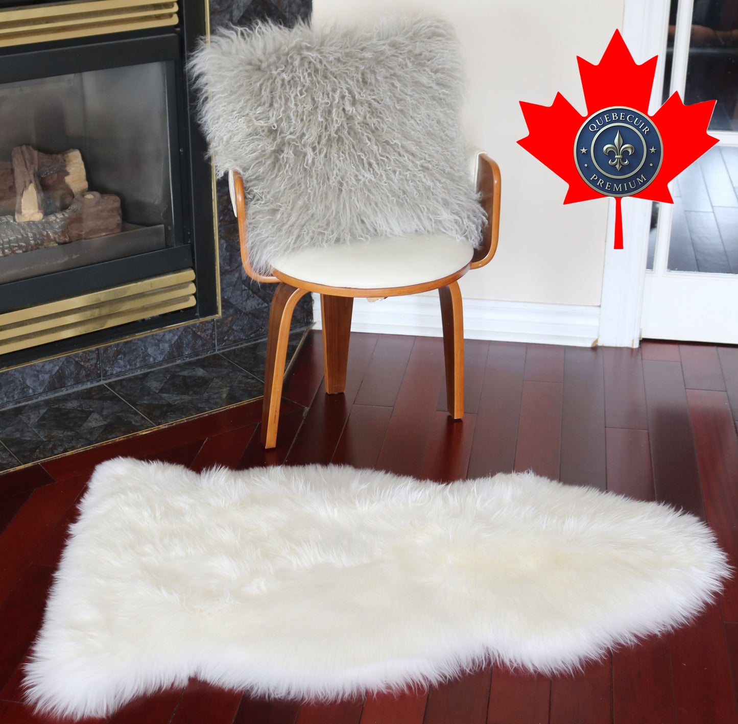 200465  Tapis GRAND peau de Mouton Sheepskin BIG SIZE Collection Quebecuir Premium IVORY  X 1