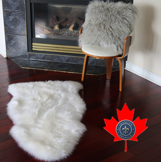 200466  Tapis GRAND peau de Mouton Sheepskin BIG SIZE Collection Quebecuir Premium IVORY  X 1