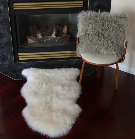 200469  Tapis GRAND peau de Mouton Sheepskin BIG SIZE Collection Quebecuir Premium IVORY  X 1