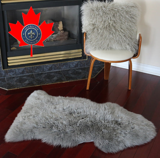 200470 Tapis GRAND peau de Mouton Sheepskin BIG SIZE Collection Quebecuir Premium GREY LIGHT  X 1