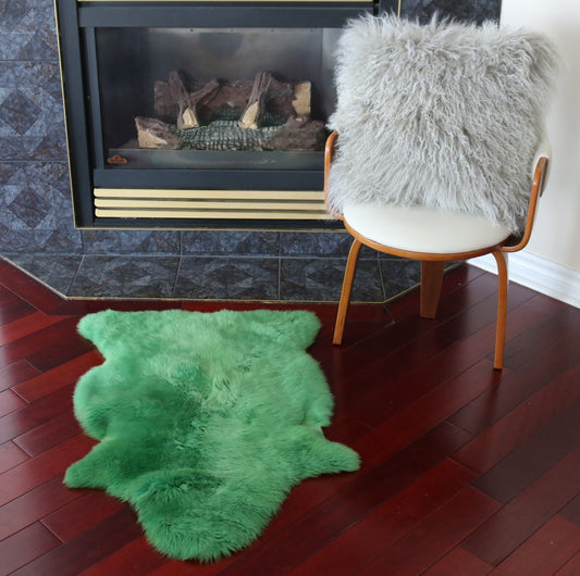 200472 Tapis GRAND peau de Mouton Sheepskin BIG SIZE Collection Quebecuir Premium GREEN  X 1