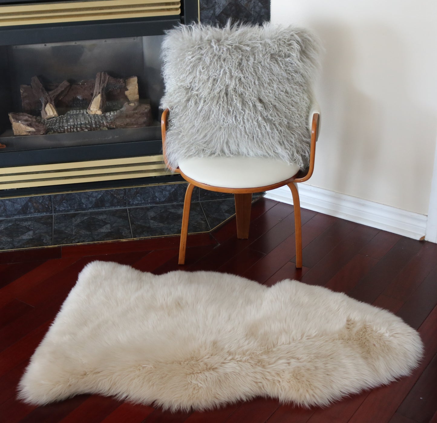 200475 Tapis GRAND peau de Mouton Sheepskin BIG SIZE Collection Quebecuir Premium CREAM  X 1
