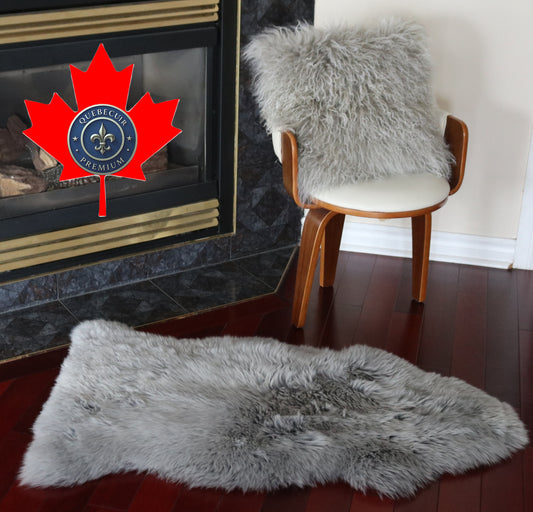 200476 Tapis GRAND peau de Mouton Sheepskin BIG SIZE Collection Quebecuir Premium GREY   X 1