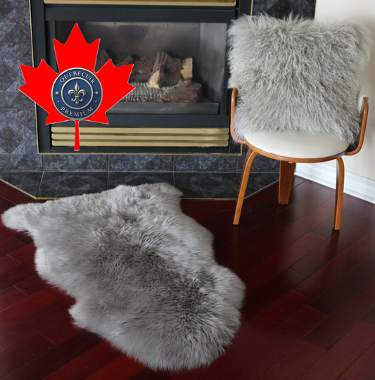 200477 Tapis GRAND peau de Mouton Sheepskin BIG SIZE Collection Quebecuir Premium GREY   X 1