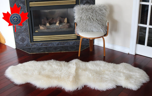 200479 Tapis GRAND peau de Mouton Sheepskin BIG SIZE Collection Quebecuir Premium IVORY  X 2