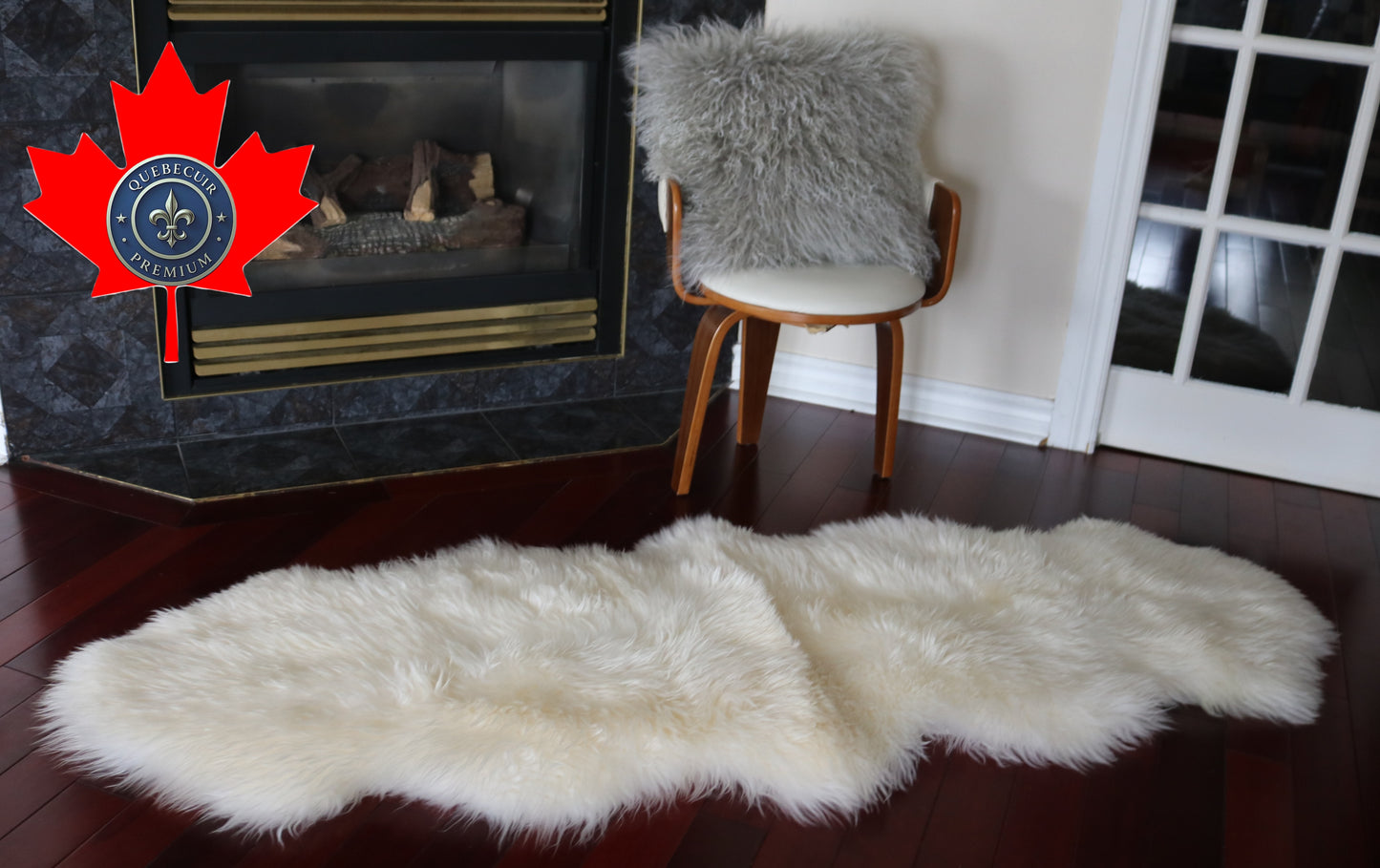 200479 Tapis GRAND peau de Mouton Sheepskin BIG SIZE Collection Quebecuir Premium IVORY  X 2