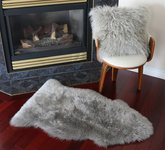 200484 Tapis GRAND peau de Mouton Sheepskin BIG SIZE Collection Quebecuir Premium GREY   X 1