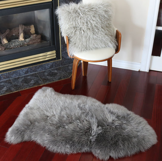 200485 Tapis GRAND peau de Mouton Sheepskin BIG SIZE Collection Quebecuir Premium GREY   X 1