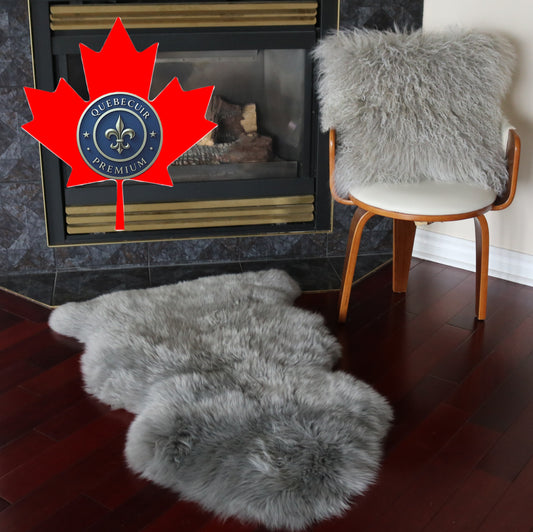 300326 Tapis GRAND peau de Mouton Sheepskin BIG SIZE Collection Quebecuir Premium GREY   X 1