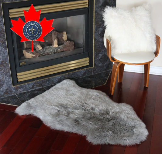 300347 Tapis GRAND peau de Mouton Sheepskin BIG SIZE Collection Quebecuir Premium GREY   X 1