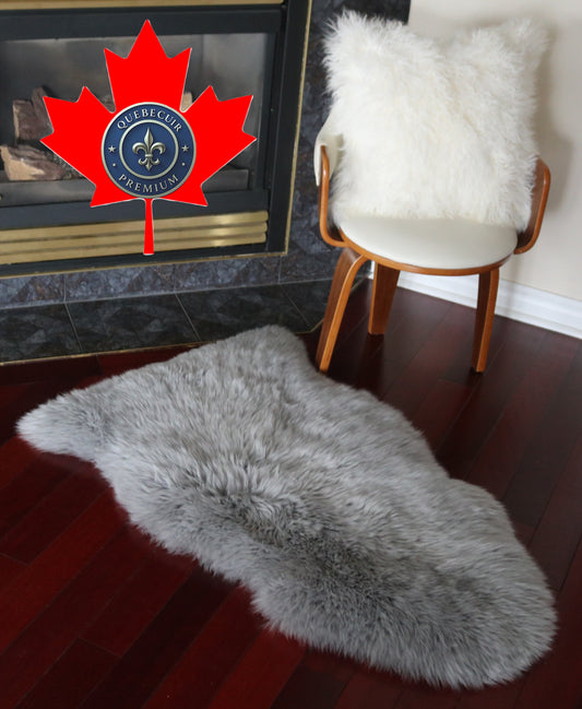 300348 Tapis GRAND peau de Mouton Sheepskin BIG SIZE Collection Quebecuir Premium GREY   X 1