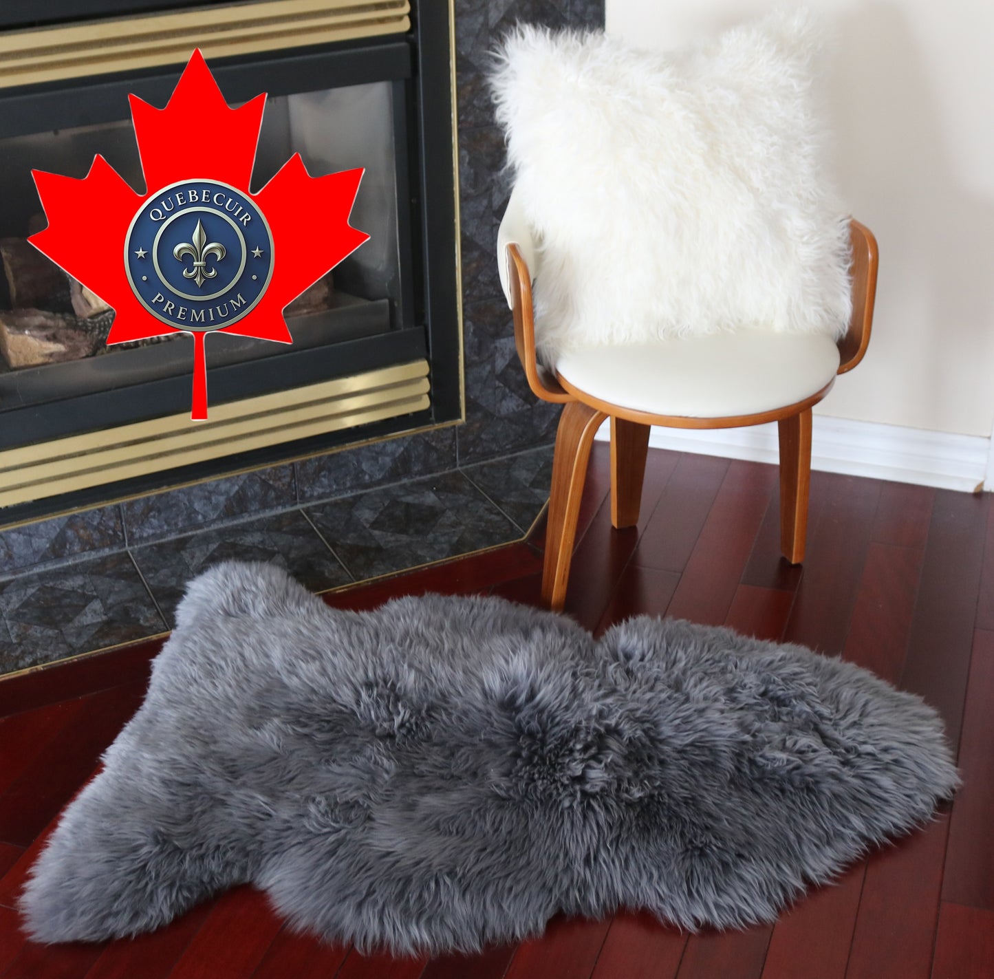 300362 Tapis GRAND peau de Mouton Sheepskin BIG SIZE Collection Quebecuir Premium GREY   X 1