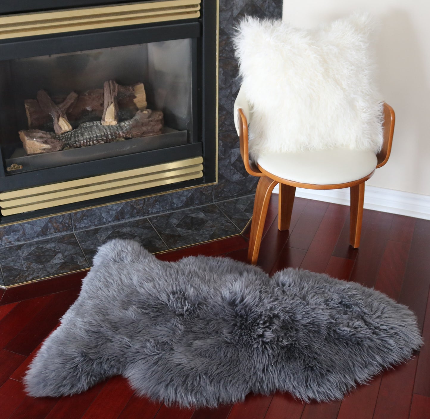 300362 Tapis GRAND peau de Mouton Sheepskin BIG SIZE Collection Quebecuir Premium GREY   X 1