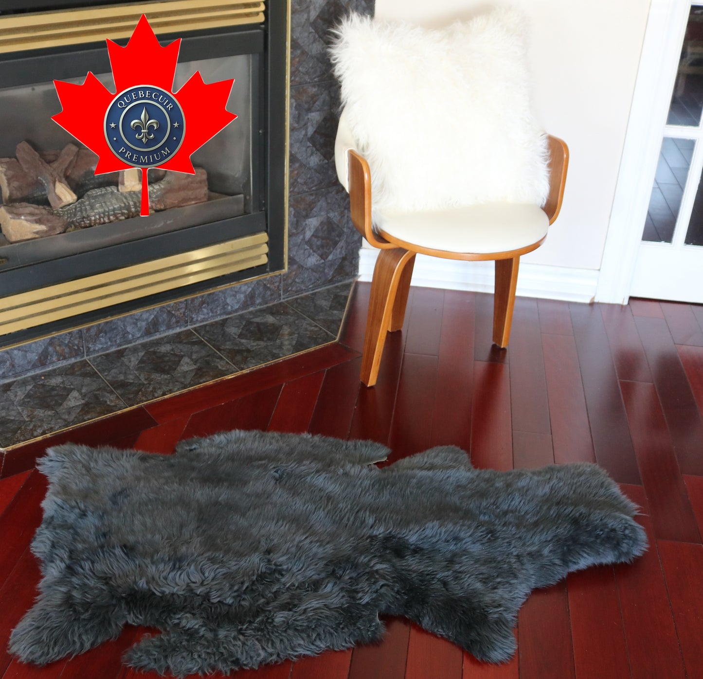 300370  peau de Mouton Sheepskin  Collection Quebecuir Rustique GREY   X 1