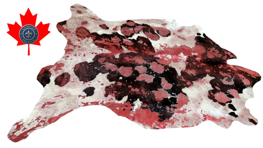 99192 - Cowhide Rug Tapis Peau de Vache  RED PINK  METALLIC SUPER BIG SIZE XXL - Collection Quebecuir Premium