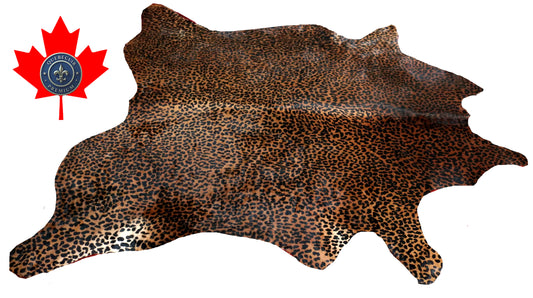 300535- Cowhide Rug Tapis Peau de Vache LEOPARD - Collection Quebecuir Premium
