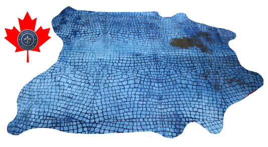 300536- Cowhide Rug Tapis Peau de Vache BLUE  - Collection Quebecuir Premium