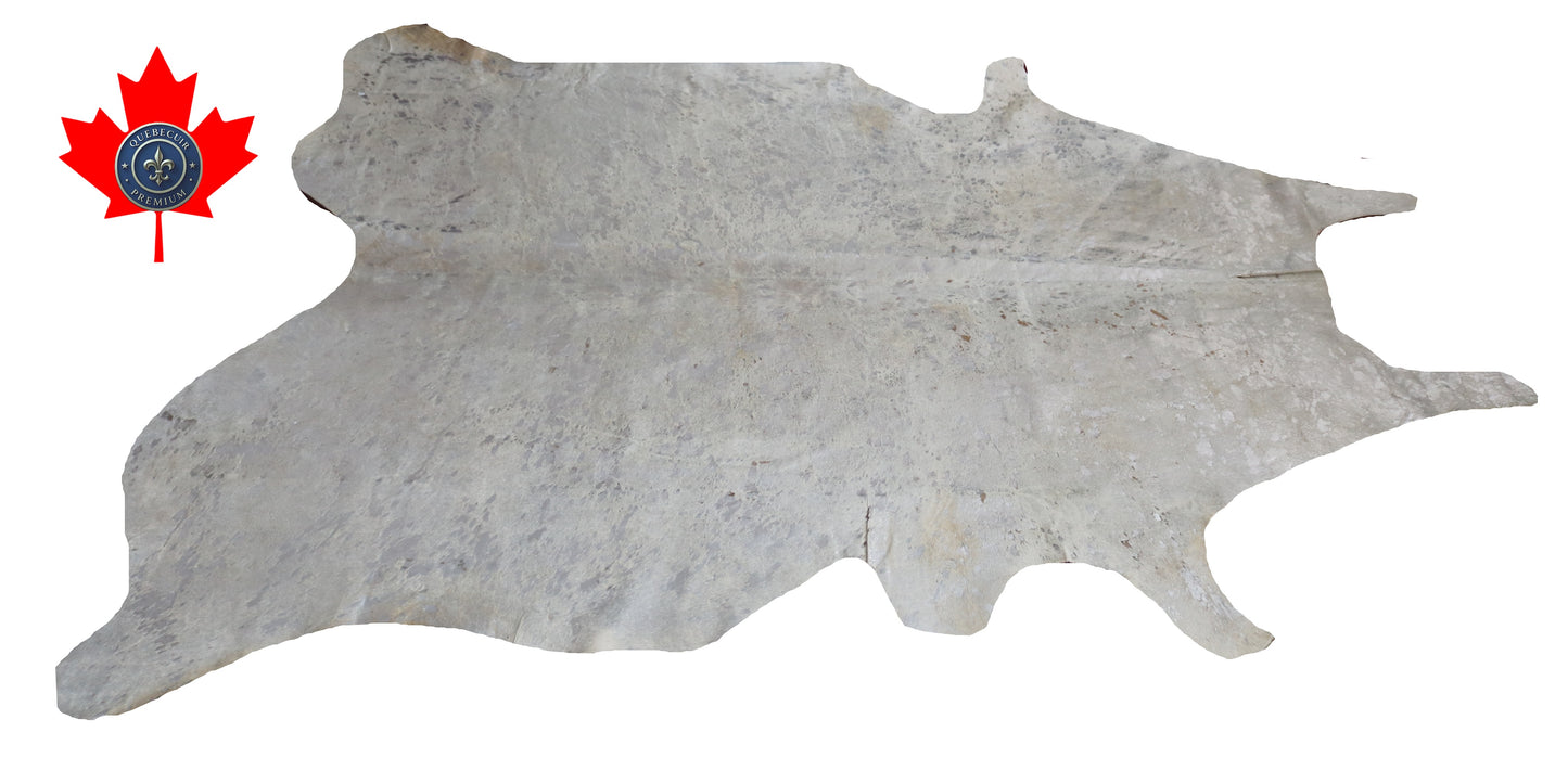 300538- Cowhide Rug Tapis Peau de Vache SILVER RUSTIC - Collection Quebecuir Premium