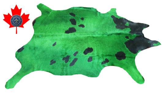300542- Cowhide Rug Tapis Peau de Vache  GREEN - Collection Quebecuir Premium