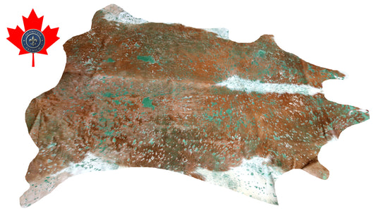 300609- Cowhide Rug Tapis Peau de Vache -GREEN  METALLIC  Collection Quebecuir Premium