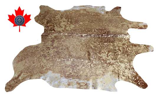 300610- Cowhide Rug Tapis Peau de Vache -GOLDEN   METALLIC  Collection Quebecuir Premium