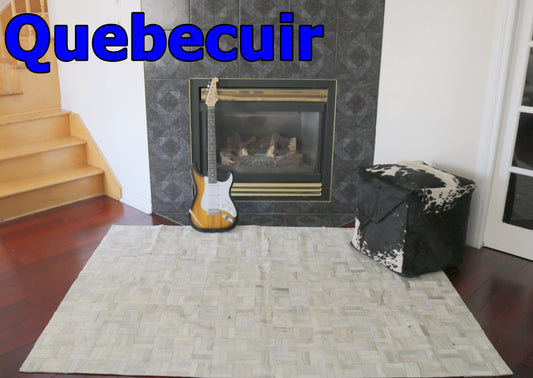 98445 Cowhide rug Tapis Peau de Vache PATCHWORK IVORY Collection Quebecuir Premium