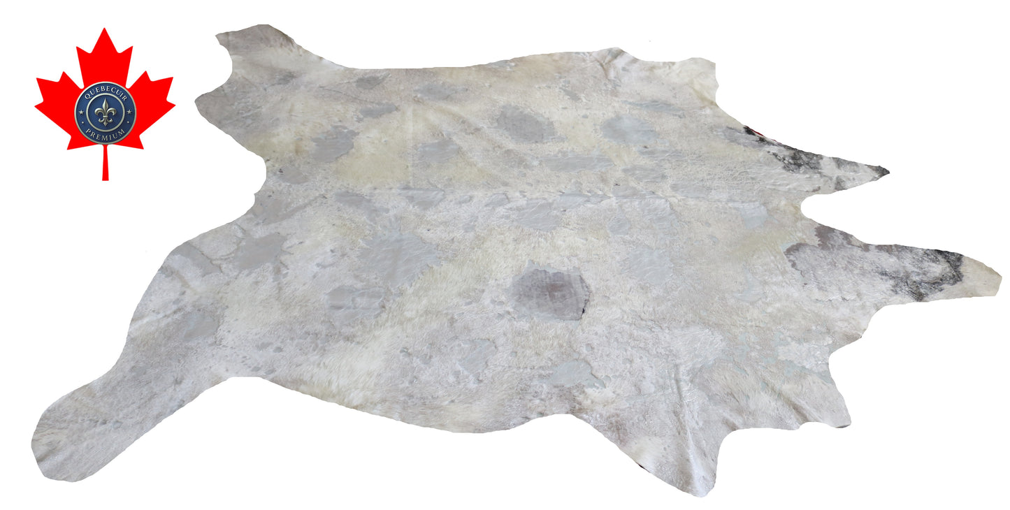 300616- Cowhide Rug Tapis Peau de Vache  SUPER  BIG  SIZE XXXL  SILVER METALLIC - Collection Quebecuir Premium