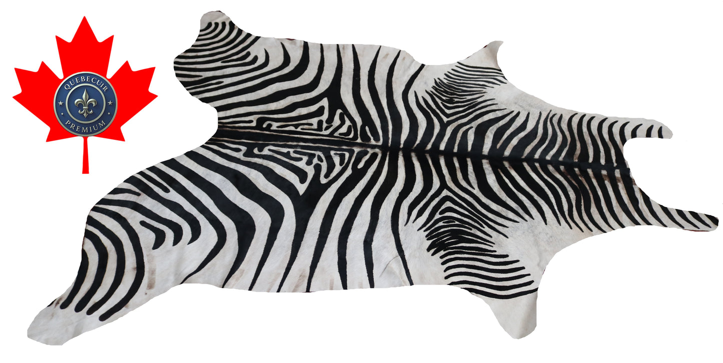 300620 - Cowhide Rug Tapis Peau de Vache  ZEBRA - Collection Quebecuir Premium