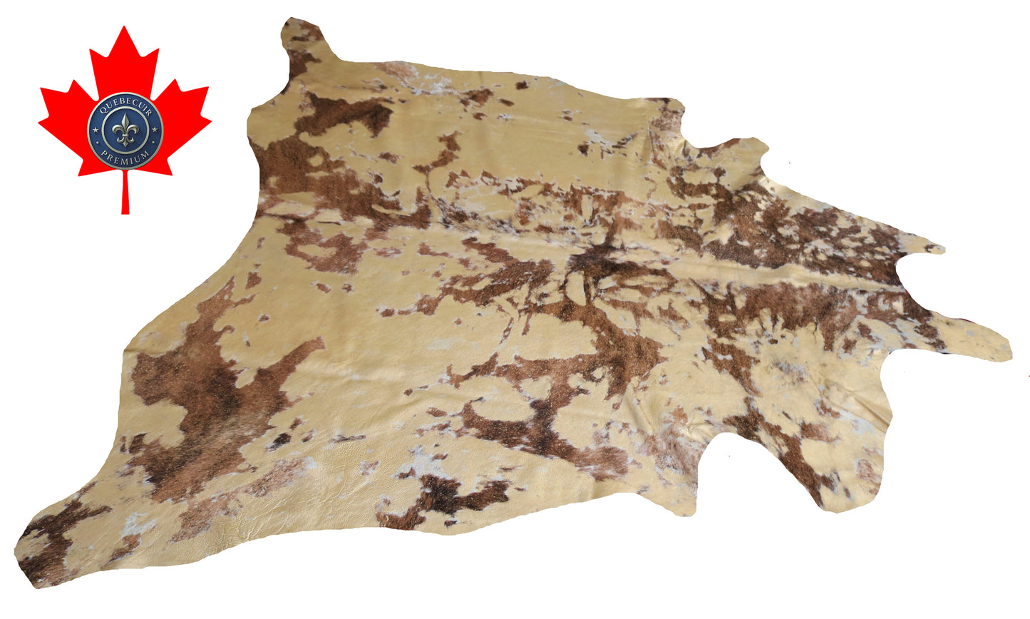 300625- Cowhide Rug Tapis Peau de Vache  GOLDEN METALLIC - Collection Quebecuir Premium