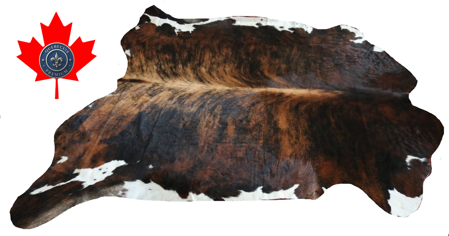 99218- Exotic Brindle Cowhide Rug Tapis Peau de Vache SUPER BIG SIZE XXXL - Collection Quebecuir Premium
