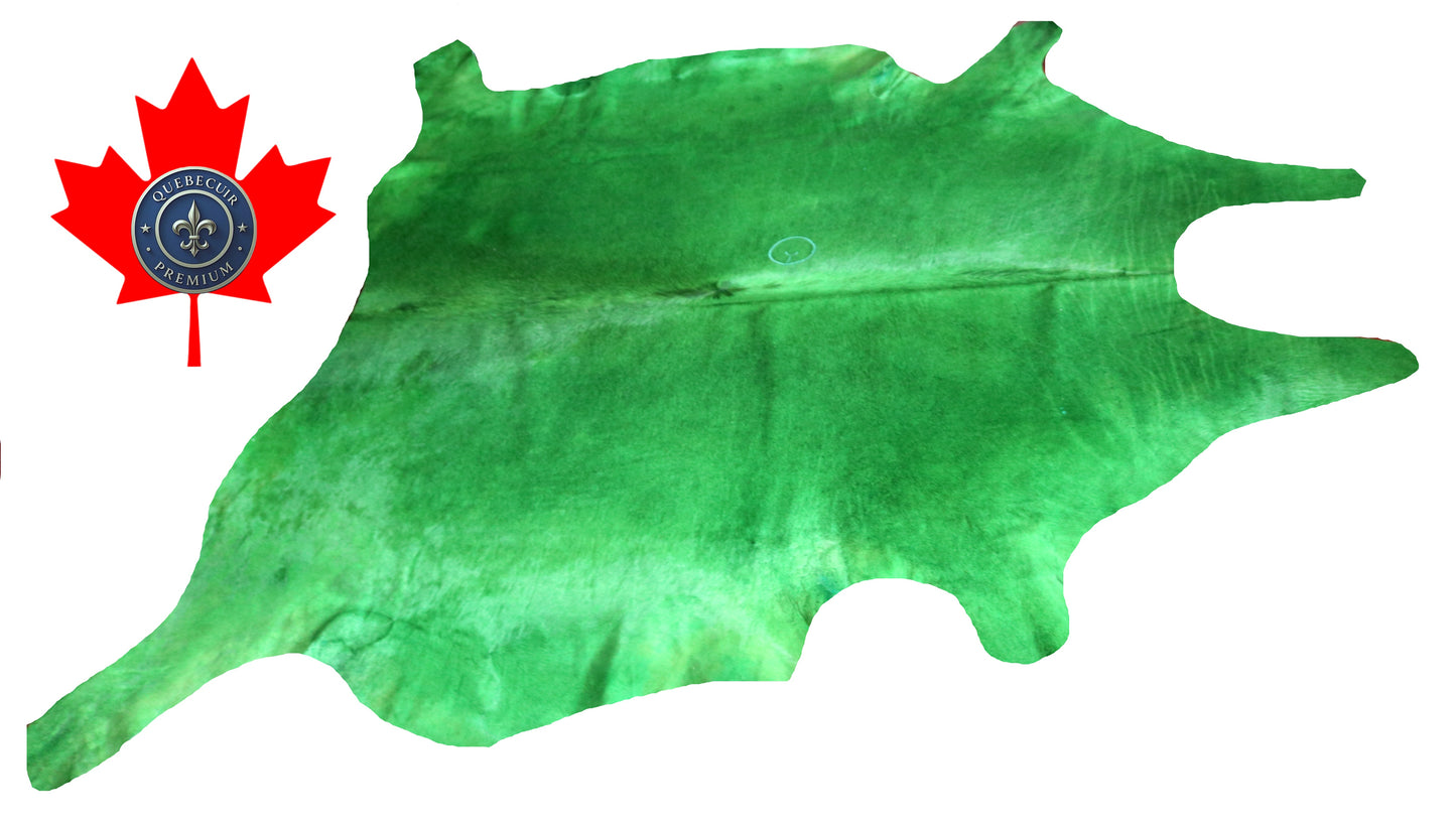300650- Cowhide Rug Tapis Peau de Vache  GREEN - Collection Quebecuir Premium