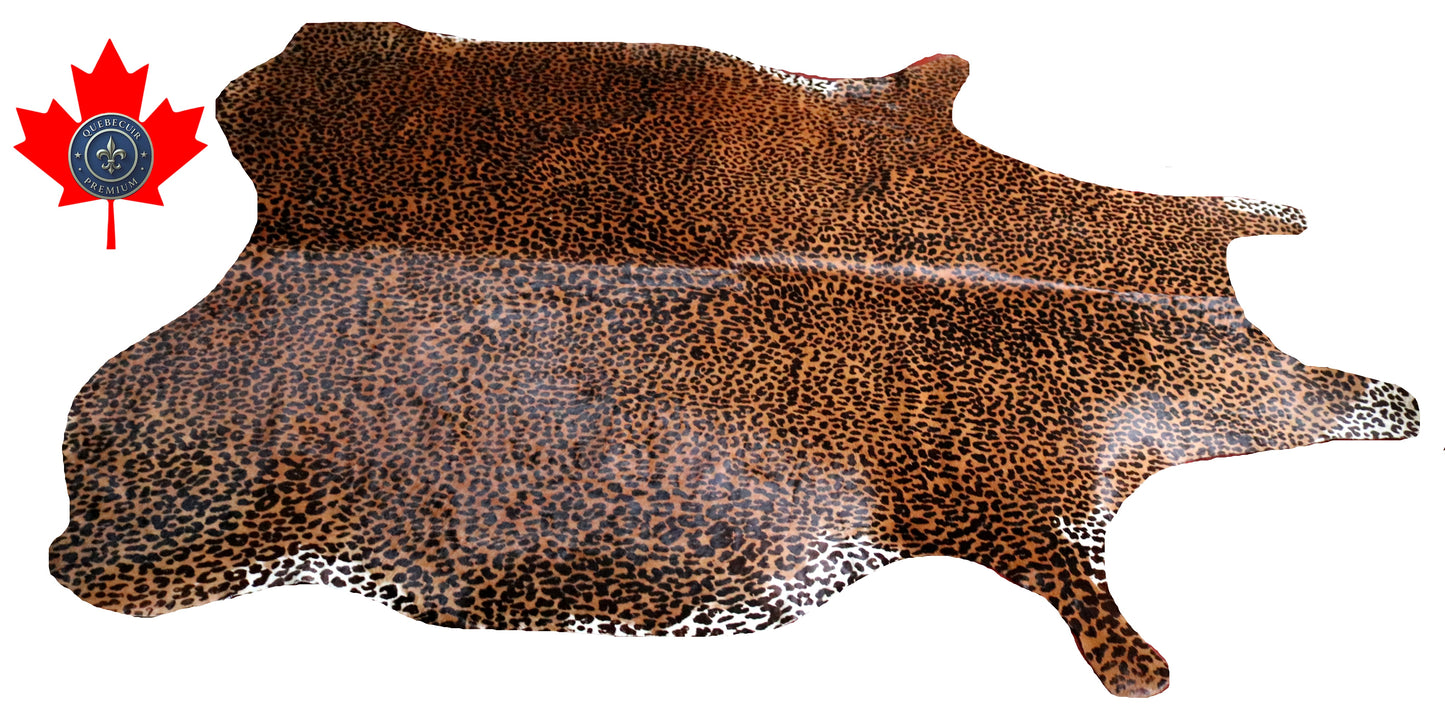 300652- Cowhide Rug Tapis Peau de Vache  LEOPARD - Collection Quebecuir Premium