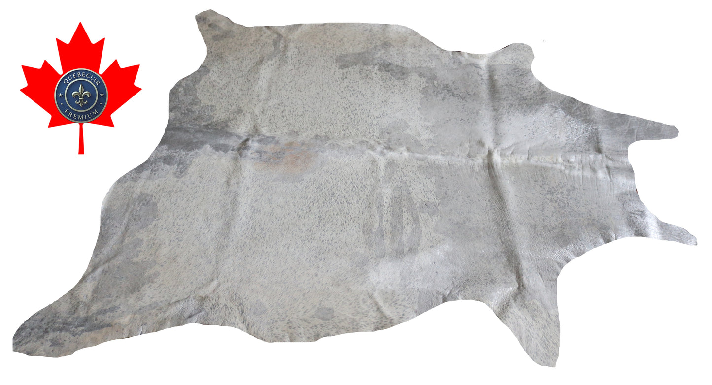 300653- Cowhide Rug Tapis Peau de Vache  SILVER METALLIC - Collection Quebecuir Premium
