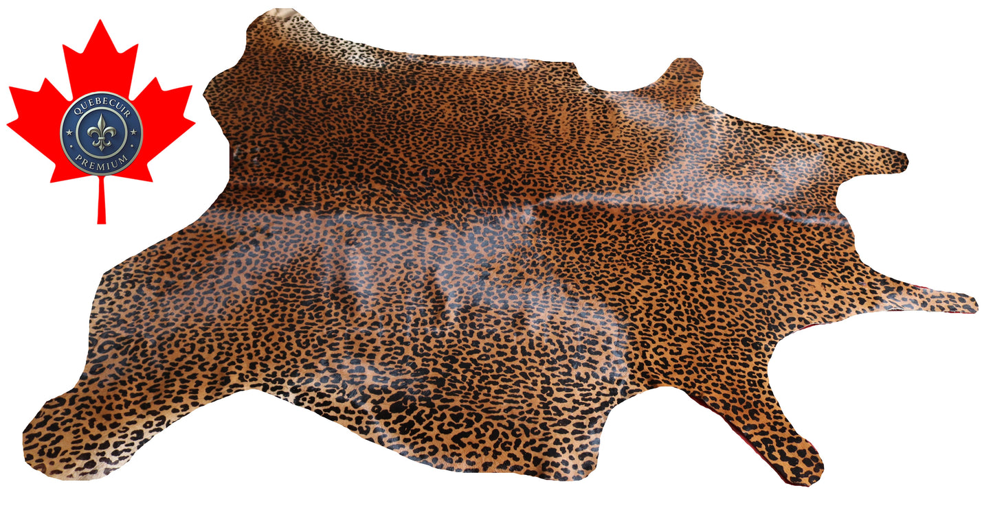 300658- Cowhide Rug Tapis Peau de Vache LEOPARD - Collection Quebecuir Premium
