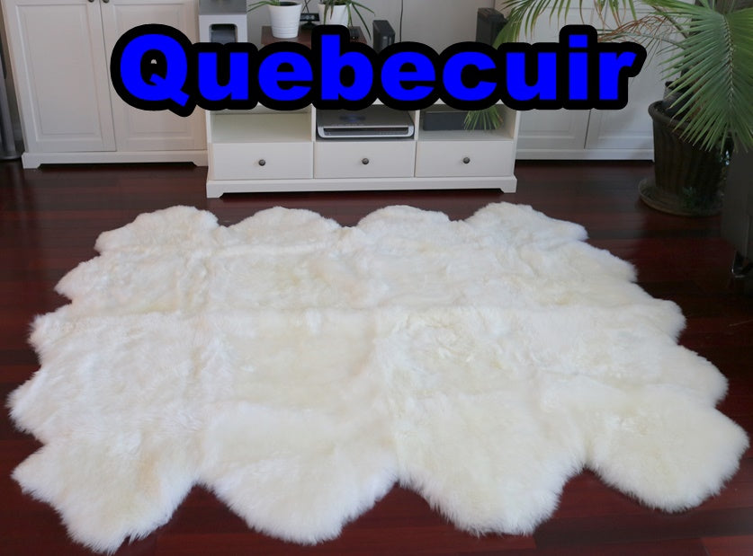 200562 Tapis GRAND peau de Mouton Sheepskin BIG SIZE Collection Quebecuir Premium IVORY     X 8
