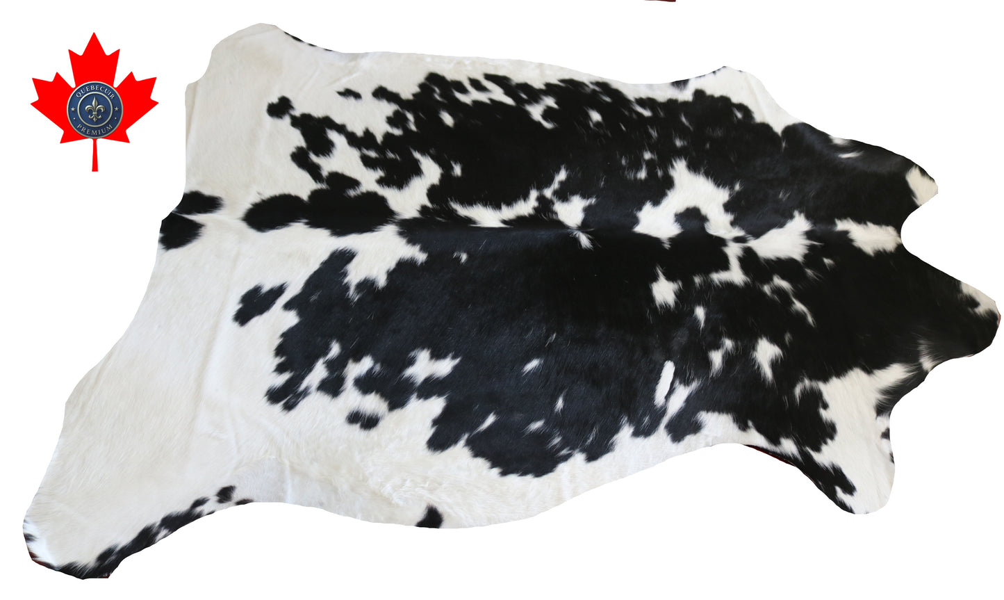 200537- Cowhide Rug Tapis Peau de Vache -BLACK & WHITE  Collection Quebecuir Premium