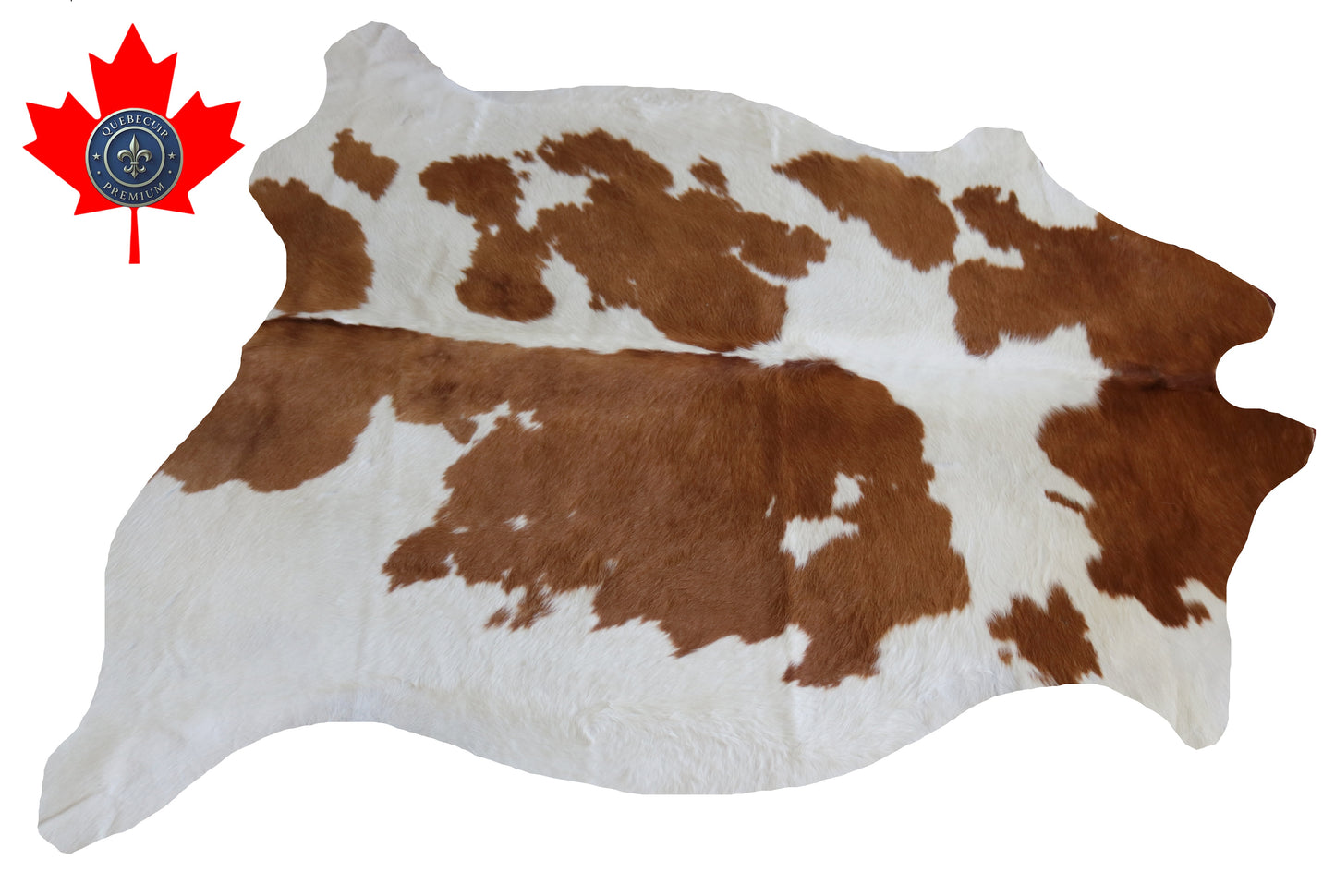 200539- Cowhide Rug Tapis Peau de Vache -BROWN & WHITE  Collection Quebecuir Premium